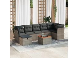 Vidaxl 8 Pcs Conjunto Sofás De Jardim C/ Almofadões Vime Pe Cinzento