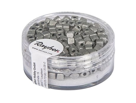 RAYHER 14308610 CUBO DE METAL, MATE, 3,4 MM, CAIXA 15 G, BRILHANTE. ARGEN