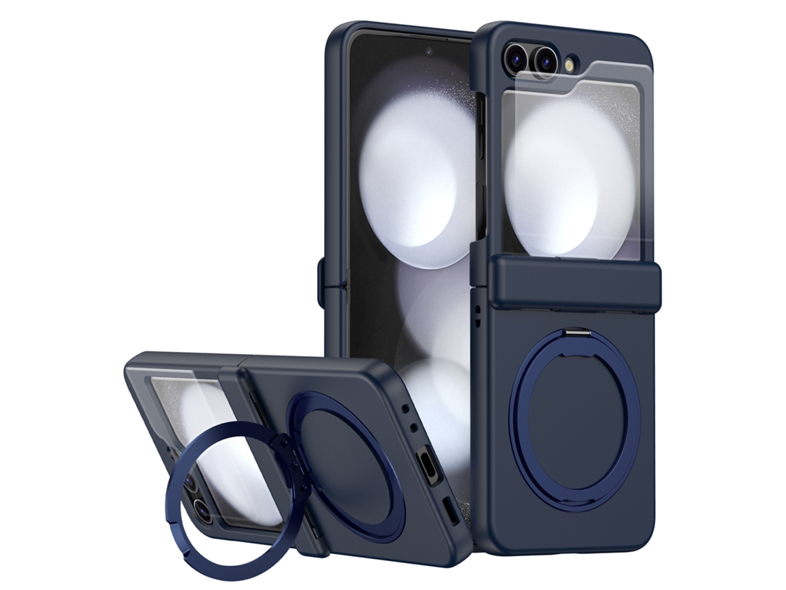 Capa Hexinyigjly Para Galaxy Z Flip 7, Com Proteção Para A Dobradiça E Suporte compatível Com Magnsafe Azul