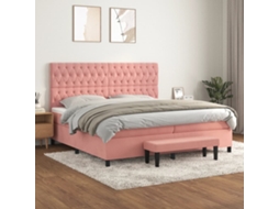 Vidaxl Cama Com Molas/colchão 200x200 Cm Veludo Rosa
