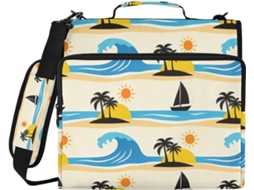 Pasta De Verão 3 Argolas 1, 5 Polegadas Com Bolsos Extras, Alça E De Ombro Removível Grande Capacidade Pasta Portátil