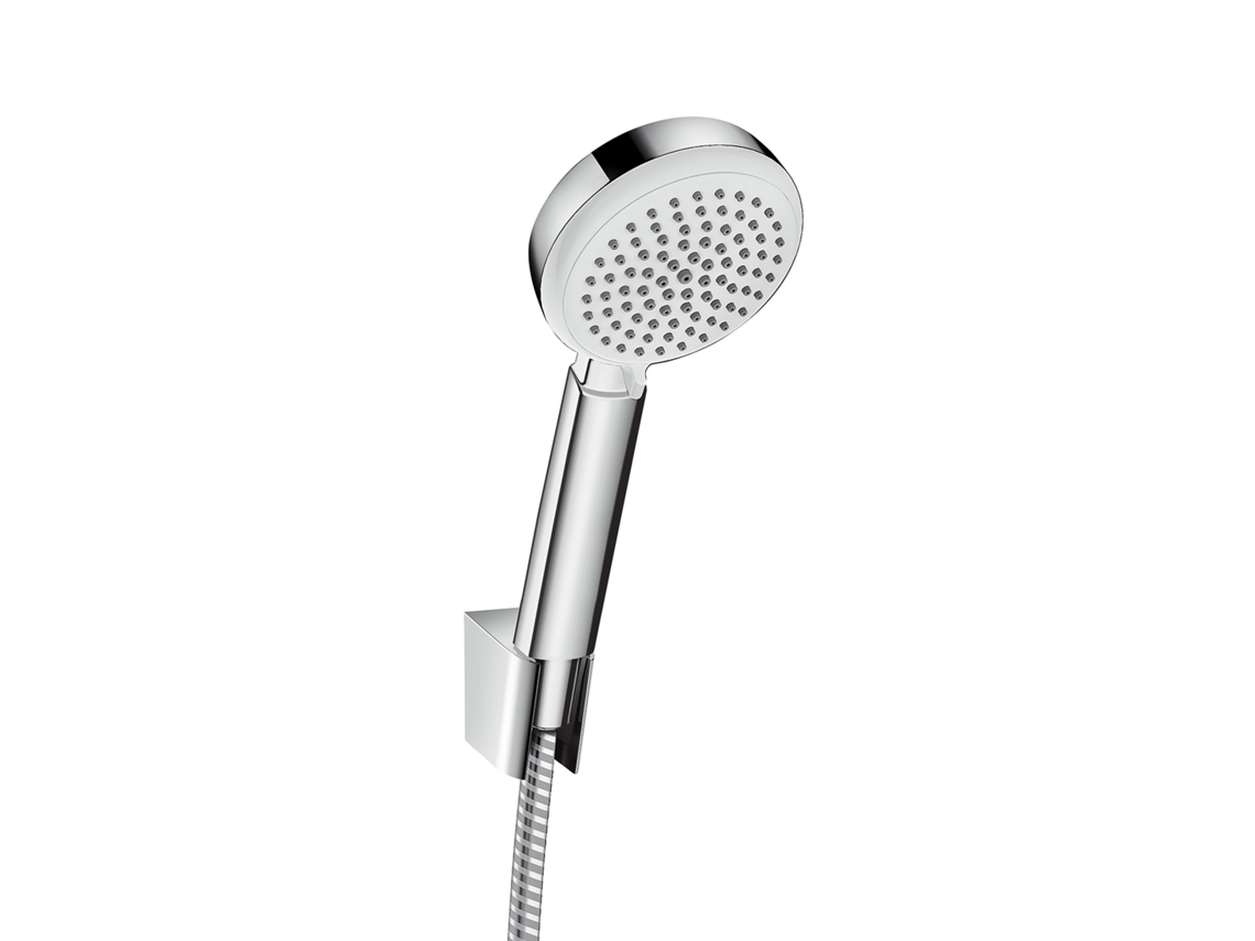 Conjunto De Suporte De Duche Hansgrohe Crometta 100 Vario Com Mangueira De Duche De 125 Cm, 26666400, Branco/cromo