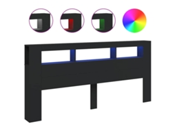 Cabeceira de Cama com Leds Derivados de Madeira Preto MAISON EXCLUSIVE (220x18,5x103,5 cm)