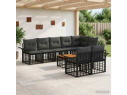 Vidaxl Conjunto De Sofás Para Exterior 9 Unid. Preto E Cinza Escuro