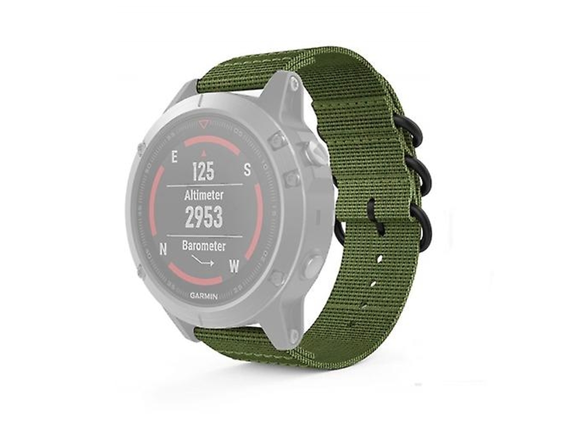 Pulseira Garmin Fenix 5s De 20 Mm, Três Argolas, Nylon, Verde Militar., Acabamento Moderno