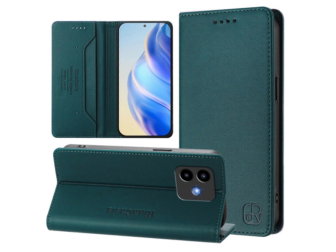 Capa De Couro Para Celular Rc01 Com Dupla Dobra Magnética E Rfid