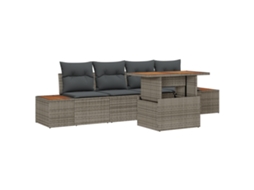 Conjunto 5 Móveis De Jardim Vidaxl Cinzento Vime Pe (100 X 55 X 73 Cm)