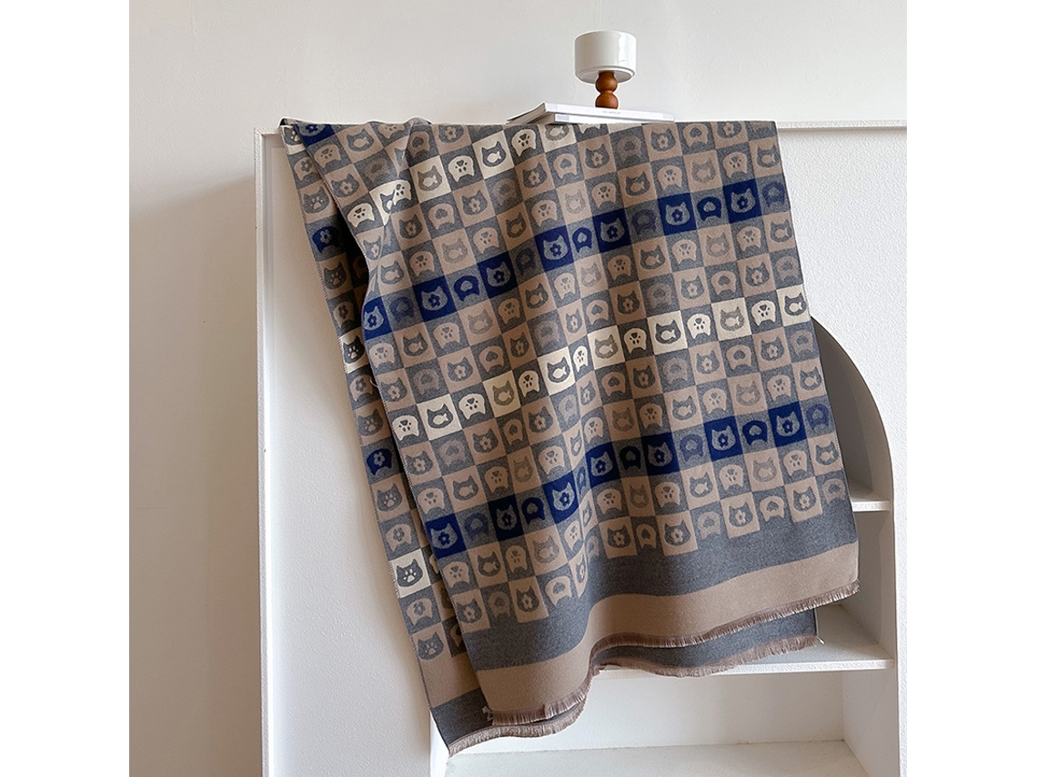 Xale De Cashmere Grosso Feminino (azul), Longo, Grande, Dupla Face-aquaforge