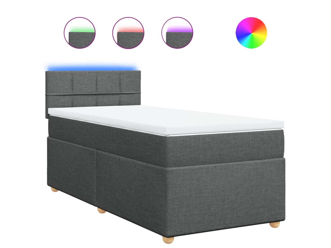 Cama com Molas e Colchão Tecido Cinzento Escuro MAISON EXCLUSIVE (90x200 cm)