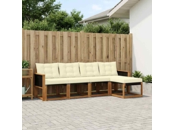 Vidaxl Conjunto De Sofás Para Exterior 5 Unid. Natural E Creme