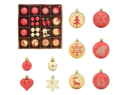 Conjunto 40 Ornamento De Natal Vidaxl Vermelho Plástico (ø 6 Cm)