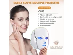 Máscara De Terapia De Luz Vermelha Azul Para Rosto 7 Cores Led Face Màsk Light Theràpy Máscara De Cuidados Com A Pele Para Rosto E Pescoço Yizhood