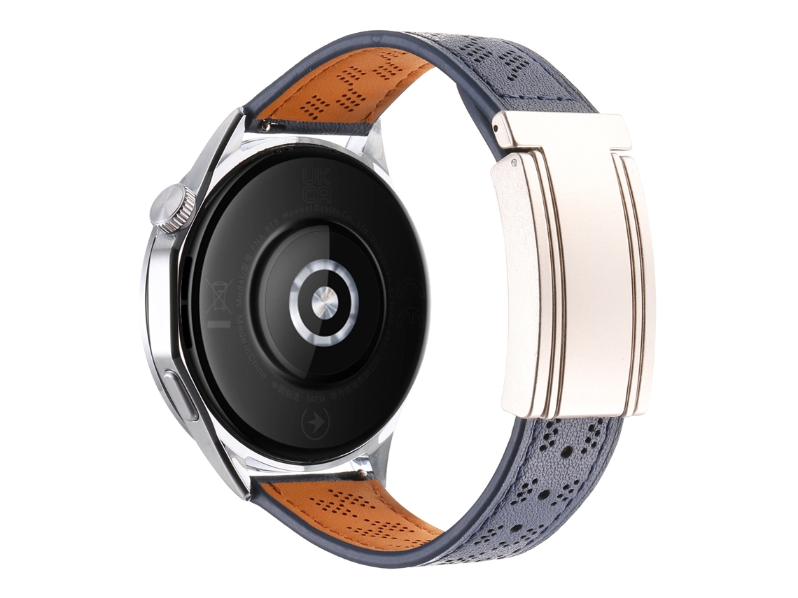 Pulseira em couro genuíno com textura Crazy Horse para Samsung Watch, Huawei GT5, Xiaomi Microperfurada, em formato T.