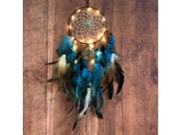 Dream Catcher Blue Tree Of Life com Penas Luzes de Fadas Led Móveis Feitas À Mão Índios Rede Circular Tradicional para Decoração de Parede Quarto