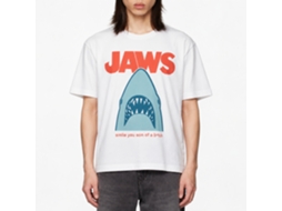 Rockinstone Jaws Movie Minimal Smile Sob White Adult T-shirt Size:xxxl