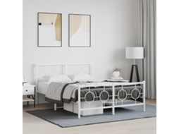 Vidaxl Estrutura De Cama Com Cabeceira E Pés 140x190 Cm Metal Branco