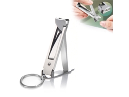 Tesoura de unha dobrável ultrafina em aço inoxidável com chaveiro para mãos e pés, ferramenta de manicure prateada