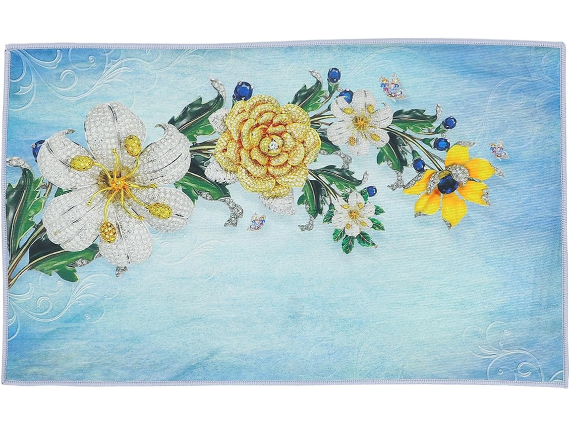 Tapete decorativo absorvente e fácil de limpar, com acolchoamento de lã antiderrapante.