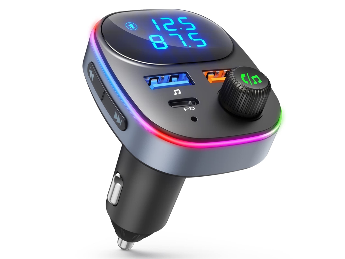 Transmissor Fm Bluetooth Para Carro Com Pd 20w Visor Hd E Comandos De Voz