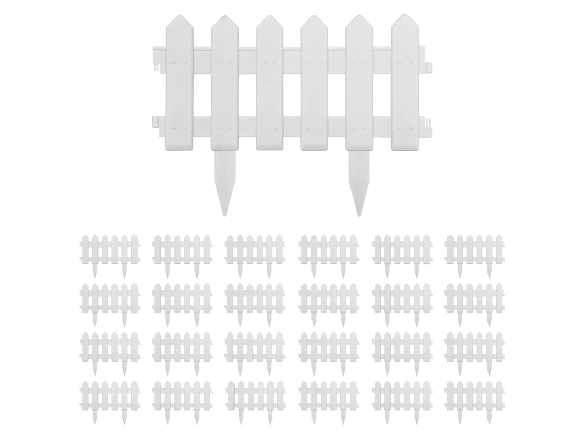 vidaXL Bordas de relvado 25 pcs 10 m PP branco