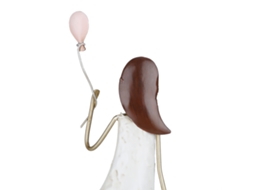 Estátua Menina com Balão Decoração Arte Ferro Moderna