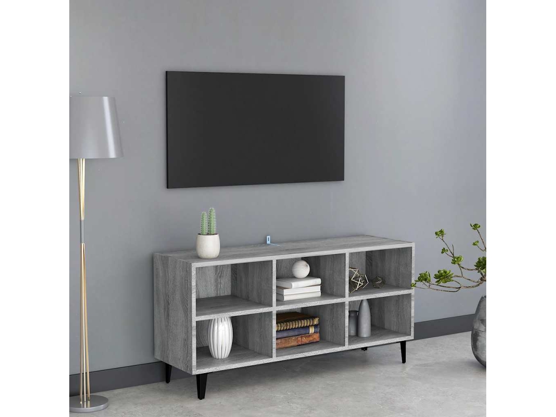 Vidaxl Móvel De Tv Com Pernas Em Metal 103,5x30x50 Cm Sonoma Cinzento