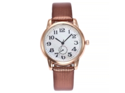 Relógio Feminino Vansvar Pulseira Pu Slim Números Árabes Quartzo Marrom