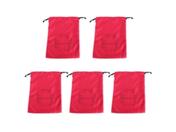 5pcs Bolsa com Cordão de Poliéster para Armazenamento de Joias, Roupas Íntimas e Cosméticos Vermelha com S/MARCA