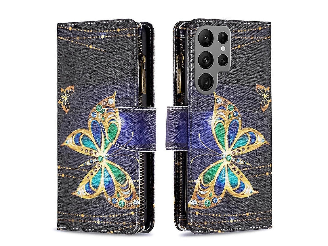 Capa De Couro Com Zíper E Estampa De Desenho Colorido Para Samsung Galaxy S23 Ultra 5g