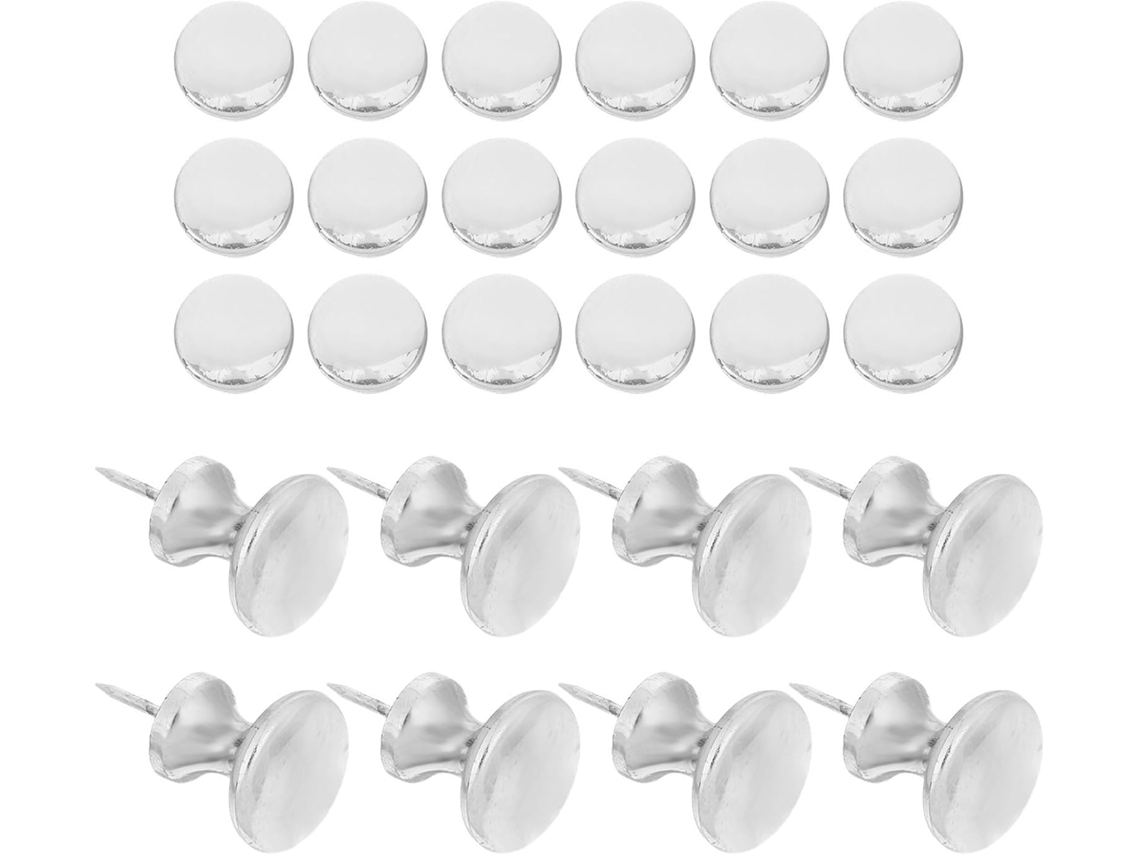 Conjunto De 30 Tachinhas Aço Prateado Para Quadros Cortiça, Design Redondo, Estáveis E Feitas De Plástico Aço, Ideais