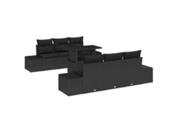Conjunto 7 Móveis De Jardim Vidaxl Preto Vime Pe (100 X 55 X 73 Cm)