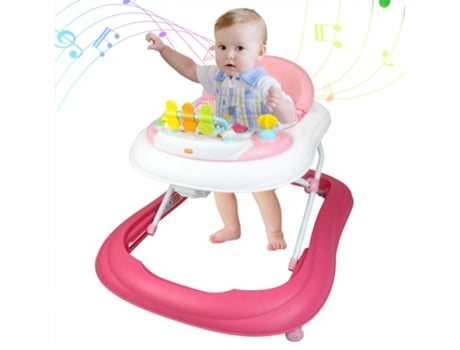 Leogreen Andador, Cadeira de Balanço de Primeiros Passos, Padrão Rosa com Brinquedos, Faixa Etária 6 a 18 Meses, Rosa