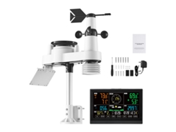 Estação Meteorológica Sem Fio 7 em 1 com Tela Va de 7,5 Polegadas / 190,5 Mm, Sensor Solar, Pluviômetro Previsão do Tempo, Temperatura, Umidade