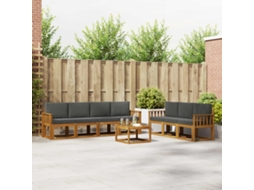 Vidaxl Conjunto De Sofás Para Exterior 8 Pcs Natural E Antracite
