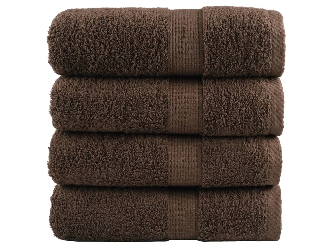 Conjunto 4 Toalha De Hóspedes Vidaxl Marrom Algodão (50 X 30 Cm)