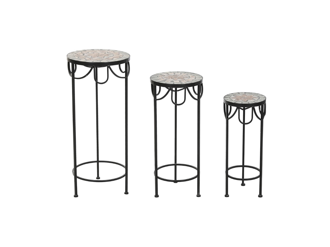 Jogo De 3 Mesas Home Esprit Preto 30 X 30 X 69 Cm (3 Peças)