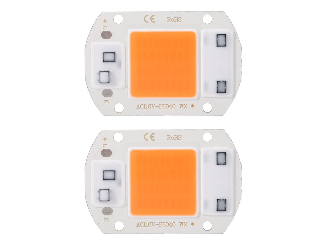 Rebe-2pcs Chip De Luz Cob Led Integrado 30w Ac110v Fuente De Luz De Alta Brillo Para Plantas
