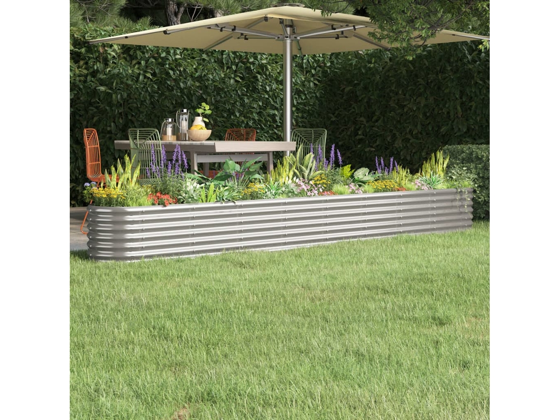 Floreira - Canteiro Elevado Jardim 332x40x36cm Aço Galvanizado Prata HARLANV1