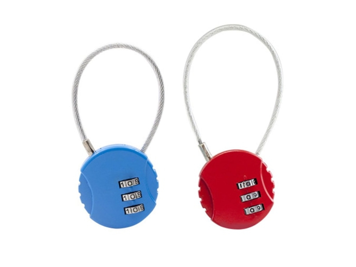 Cadeado com Combinação de Senha 3 Dígitos Azul e Vermelho BRILVIBERA