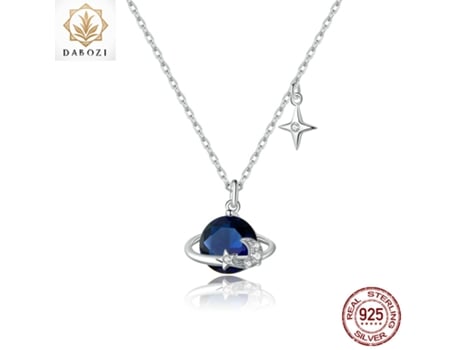 Pedra Azul Mística Estilo Céu Estrelado Colar De Prata Esterlina 45cm Dabozi