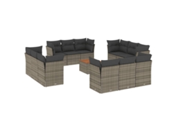 Conjunto de 13 Sofás para Jardim com Almofadões Vime Pe Cinzento MAISON EXCLUSIVE (90x200 cm)
