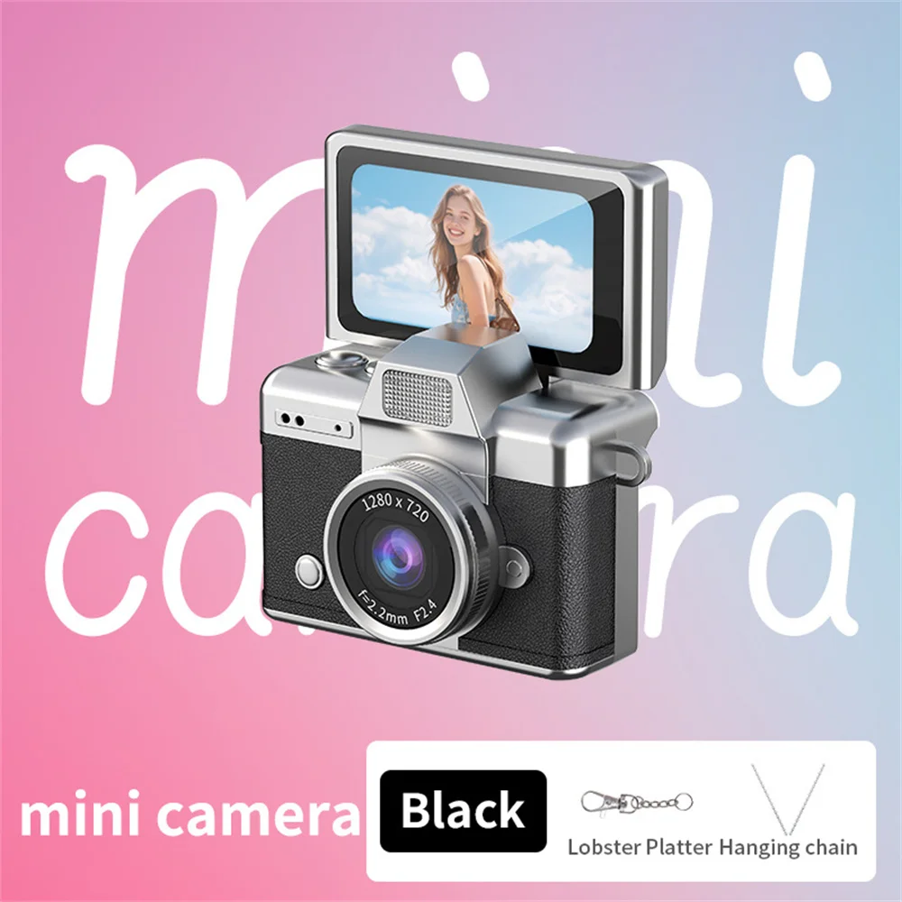 Mini Câmera Digital Portátil com Tela Giratória de 180° para Selfies, Flash e Diversos Filtros. MDUG (preto 16g)