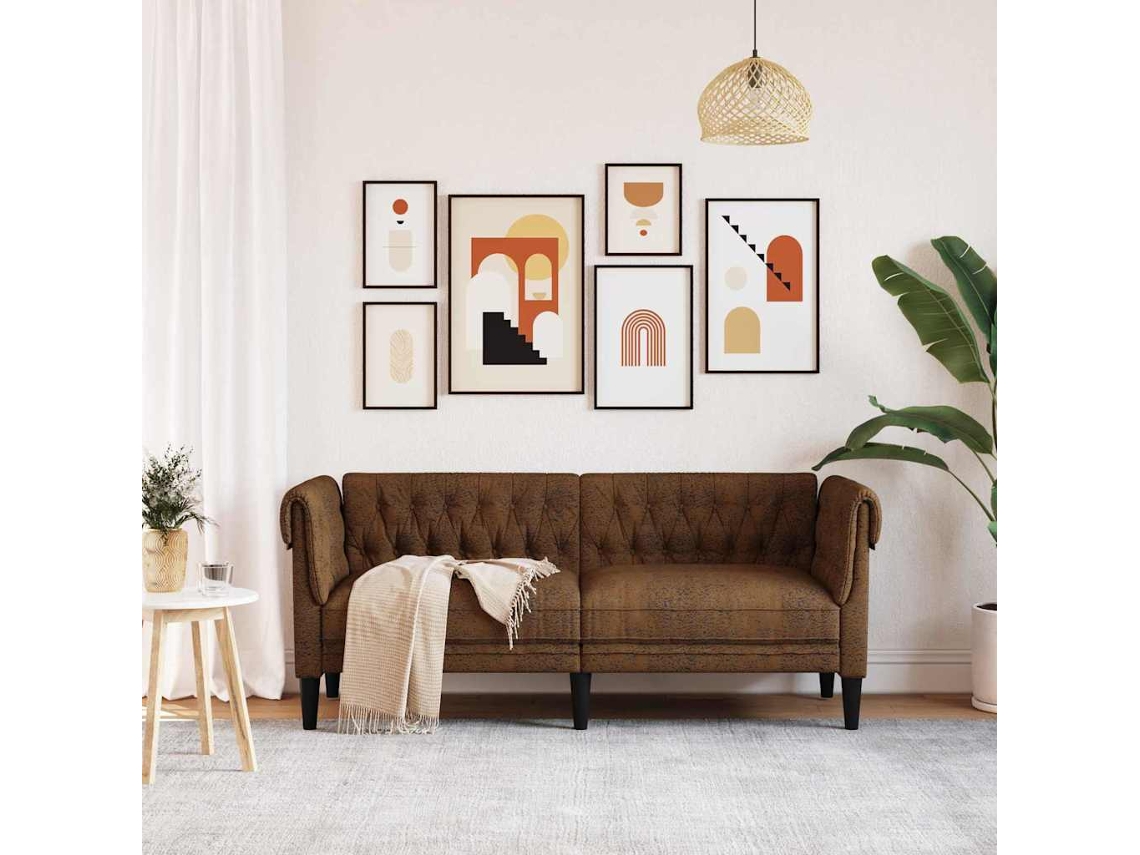Vidaxl Sofá Castanho 182,5 X 74,5 X 74,5 Cm Poliéster