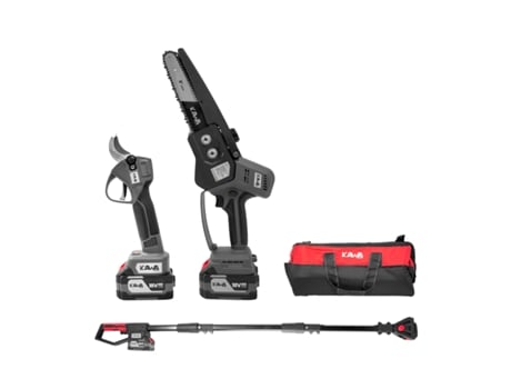 Kit Mini Motosserra / Tesoura / Cabo Extensível A Bateria 18v 2x4ah 18v Kawapower