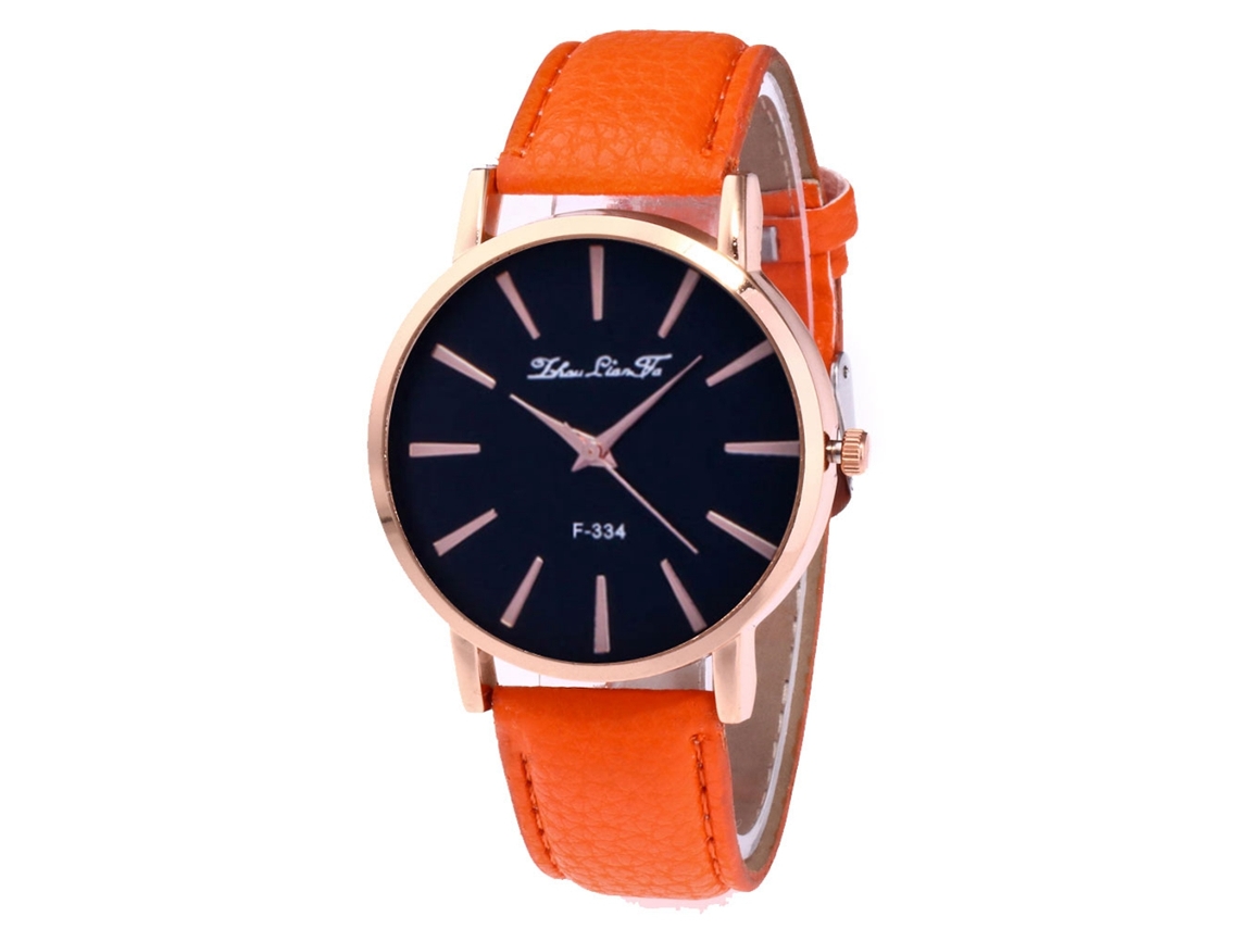 Relógio de Pulso Feminino de Quartzo com Pulseira de Couro Pu Estilo Simples Azul Royal
