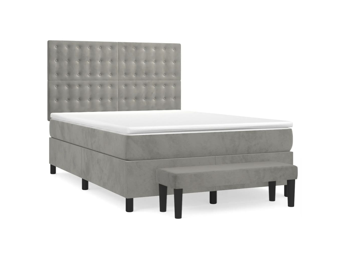 Box Spring Bed, Box Spring Beds Vidaxl Cinzeto Veludo (140 X 190 Cm)
