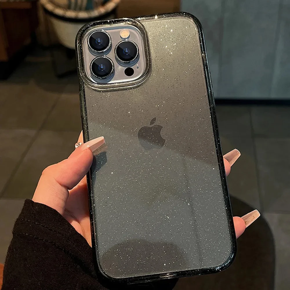 Capa Transparente Para Iphone 16 Plus (preta), Feita De Tpu Macio E Transparente À Prova De Choque.