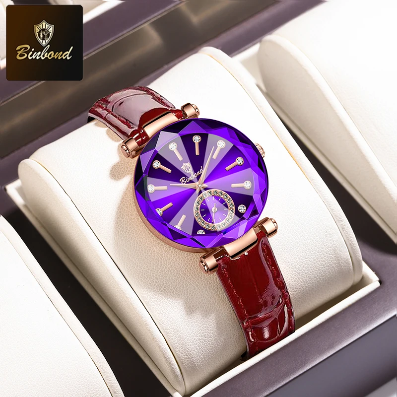 Relógio de Quartzo Feminino MDUG elegante com mostrador texturizado cravejado de diamantes e à prova d'água