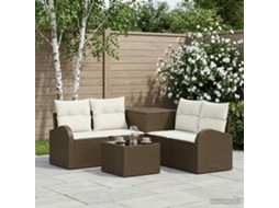 Vidaxl Conjunto De Sofás 6 Unid. Marrom E Branco Creme