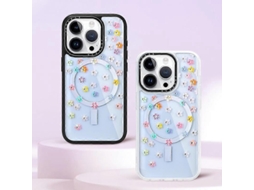 Capa Jaucase Para Iphone 14 Pro Max Com Estampa De Flores E Strass, Compatível Com Magsafe